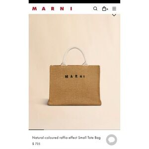 Authentic Marni Natural Raffia Effect Small Tote Bag Tan Straw Crossbody Handbag